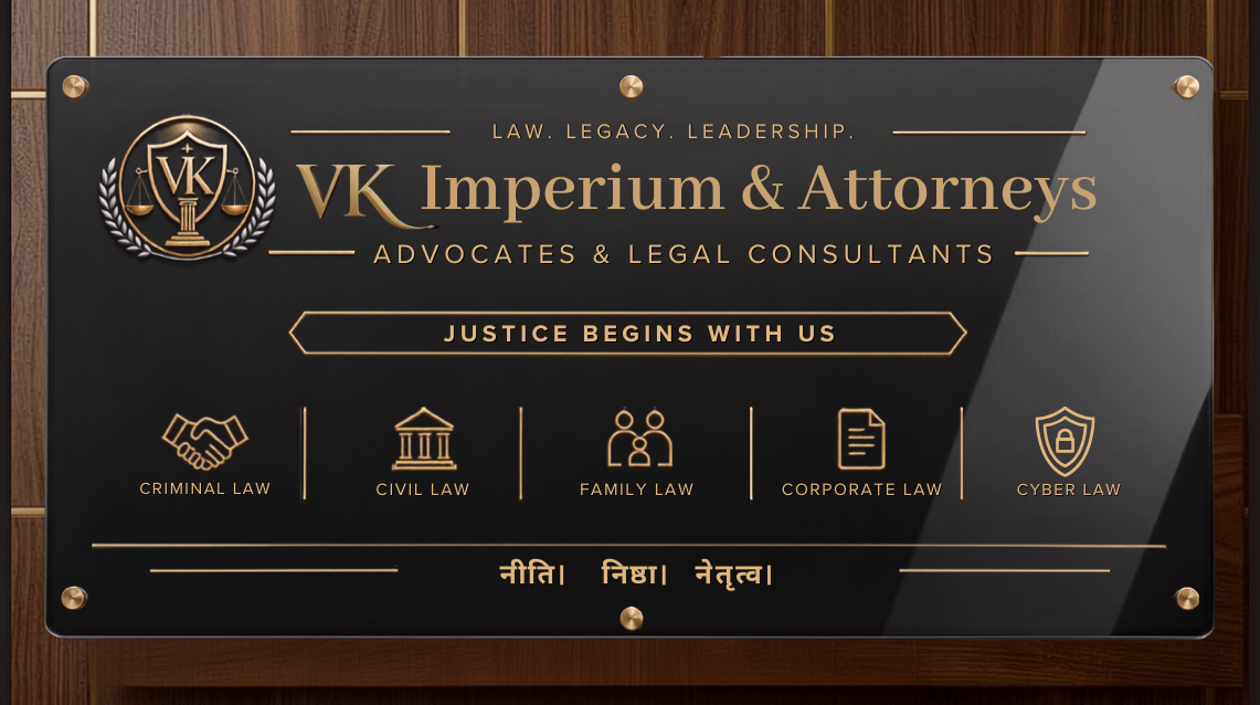 VK Imperium & Attorneys premium office signboard